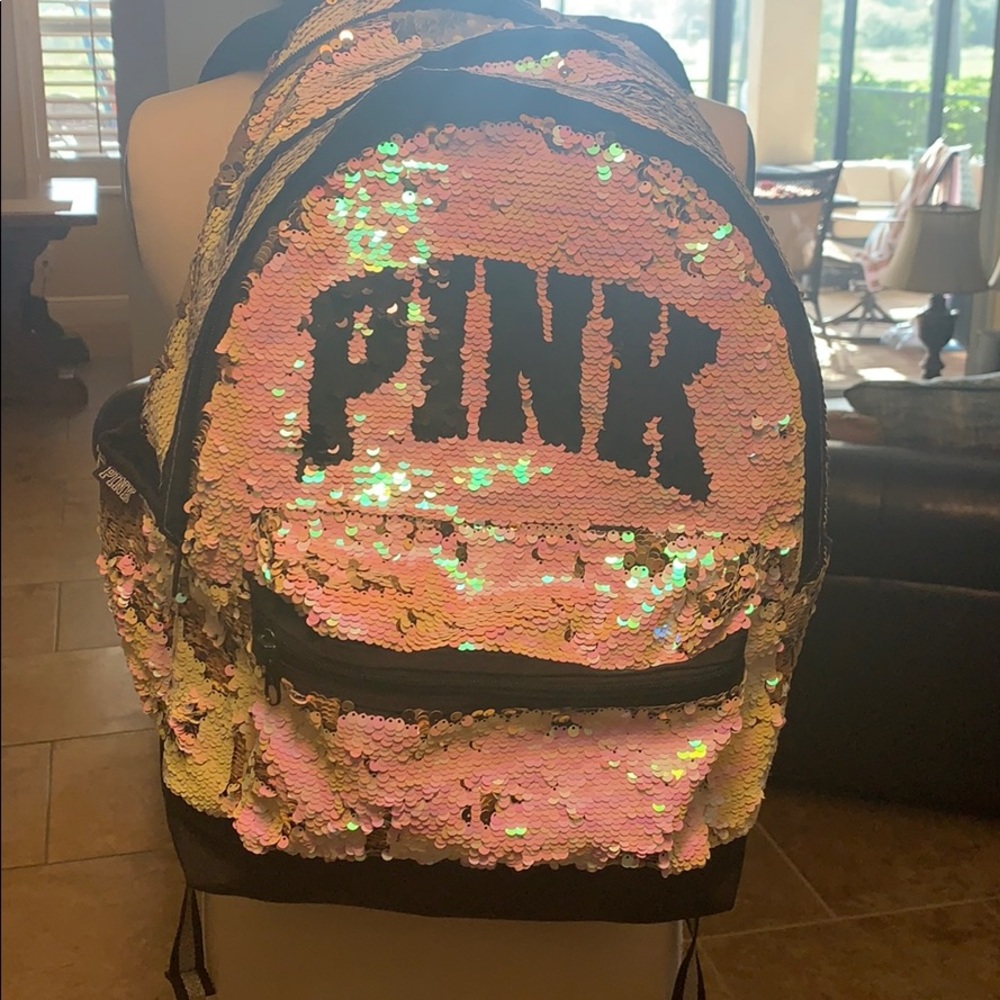 Pink sequins backpack